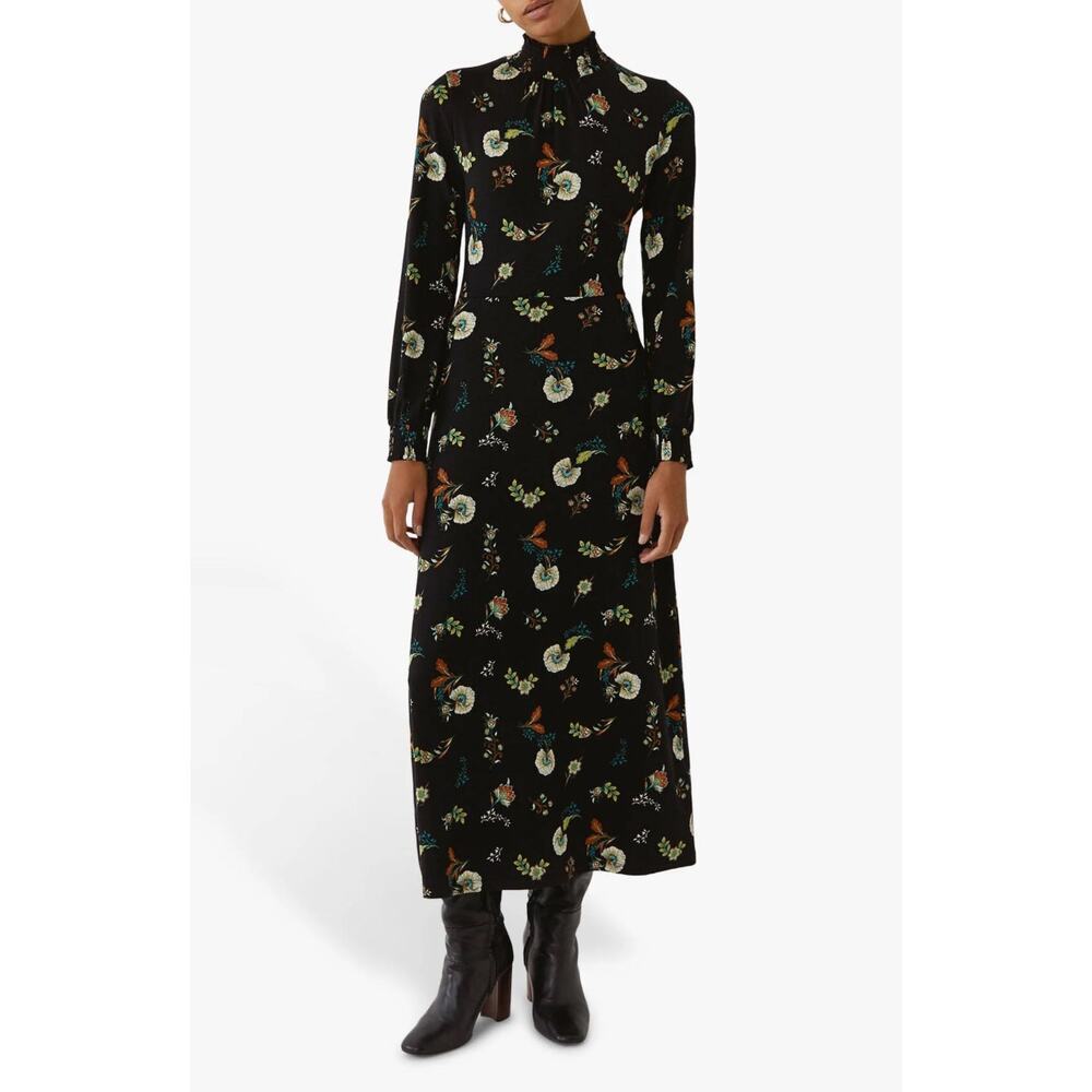 Warehouse Shirred Neck Midi Dress